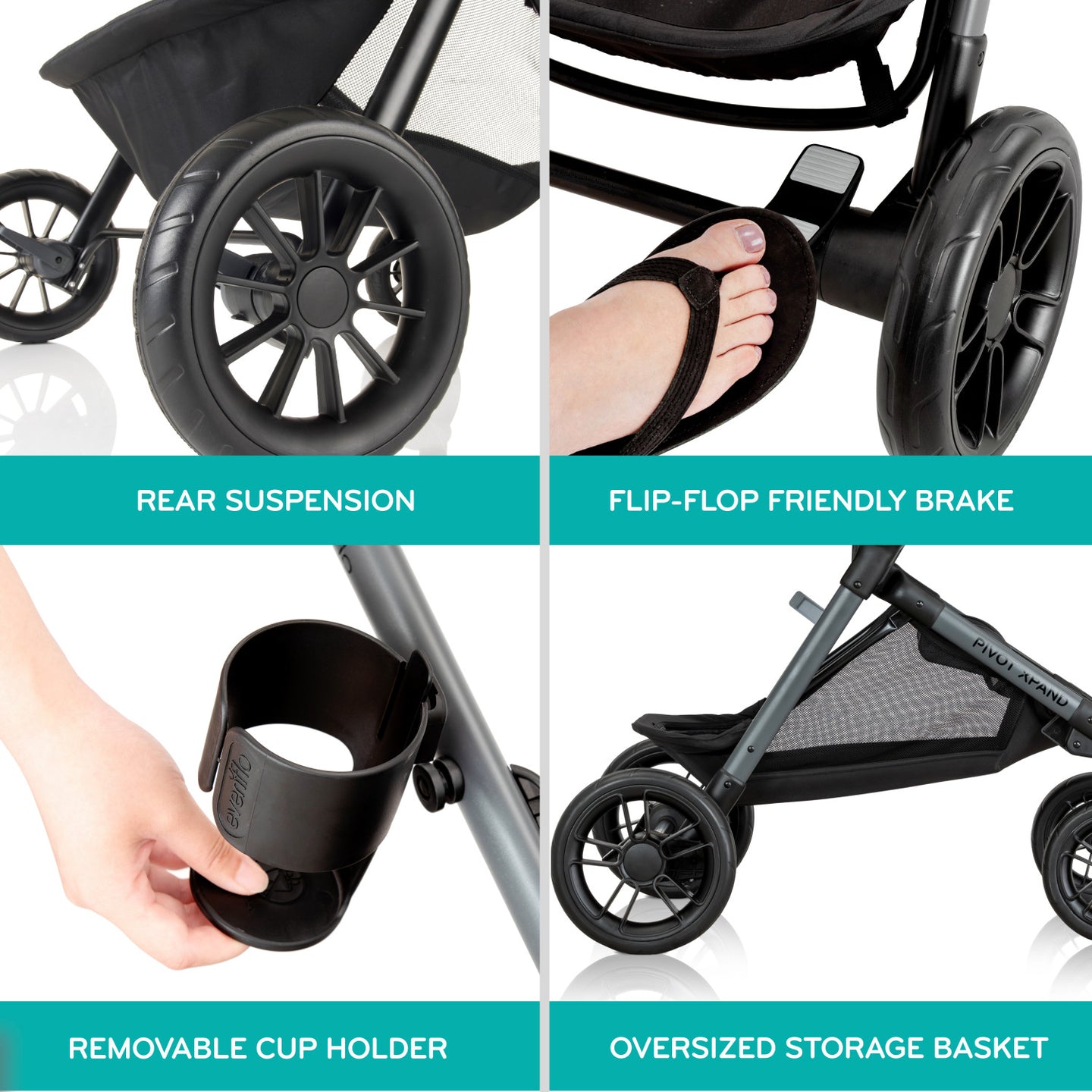 Evenflo - Pivot Xpand Modular Double Stroller - Ayrshire Black